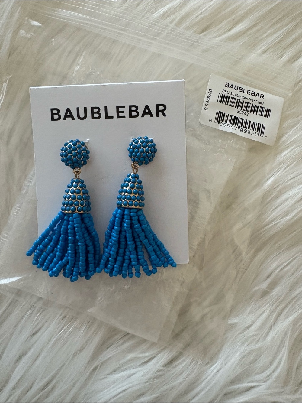Baublebar Turquoise Blue Beaded Fringe Tassel Earrings